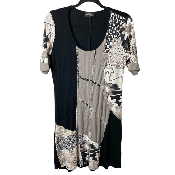 Ambria Selection Black Patchwork Lag and Look Dress S/M - Picture 1 of 4